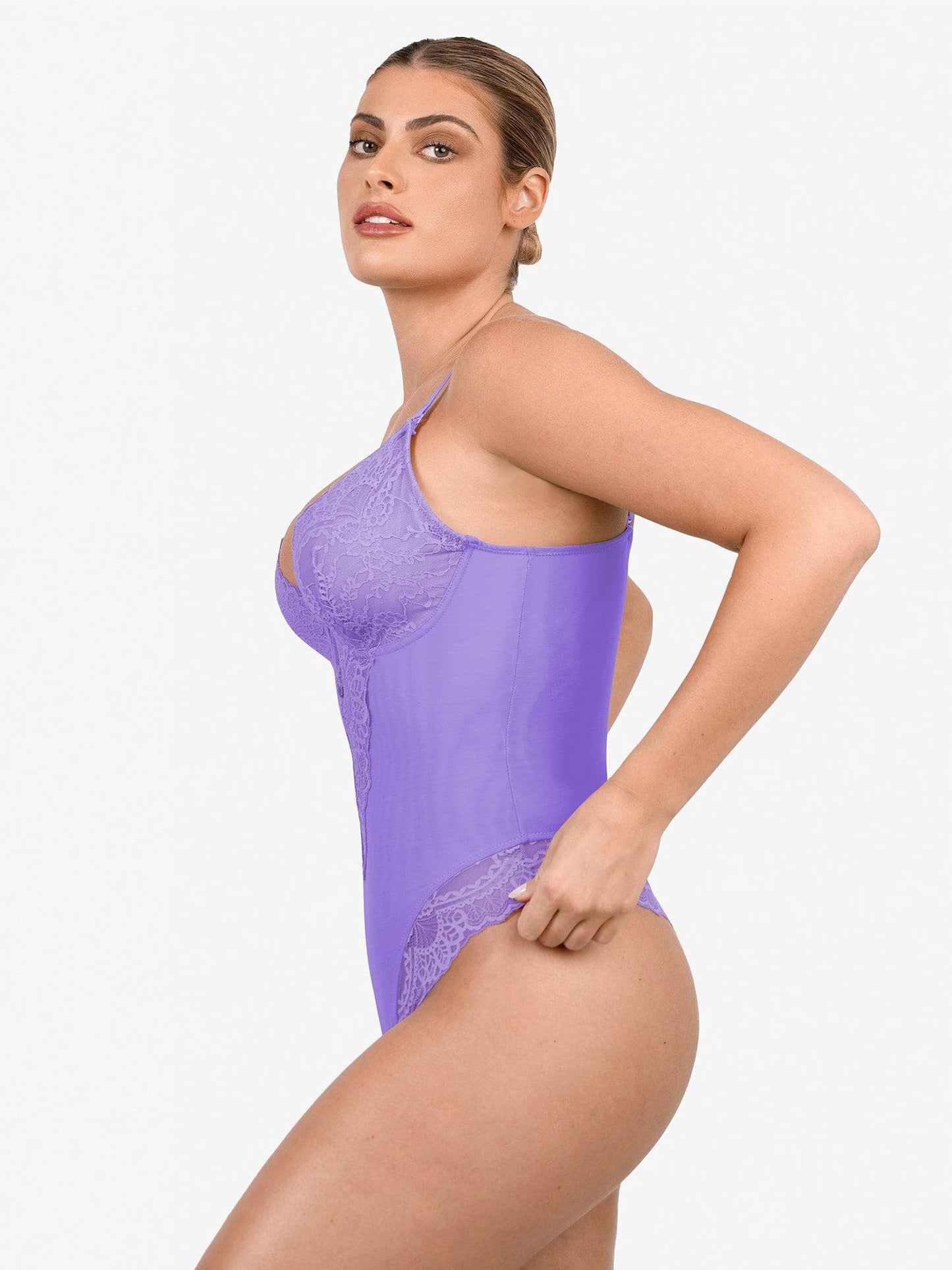 Body Sculptant en Dentelle à Col V Profond