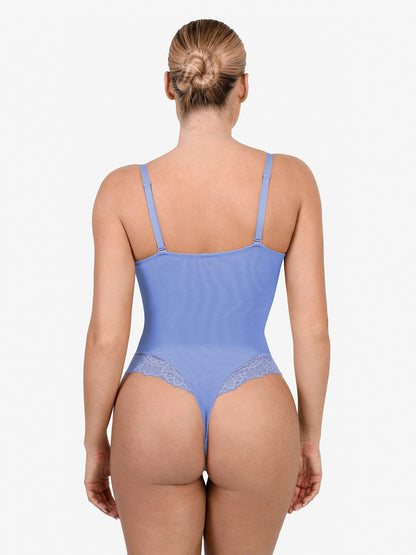 Body Sculptant en Dentelle à Col V Profond