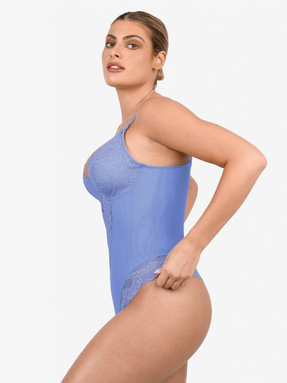 Body Sculptant en Dentelle à Col V Profond