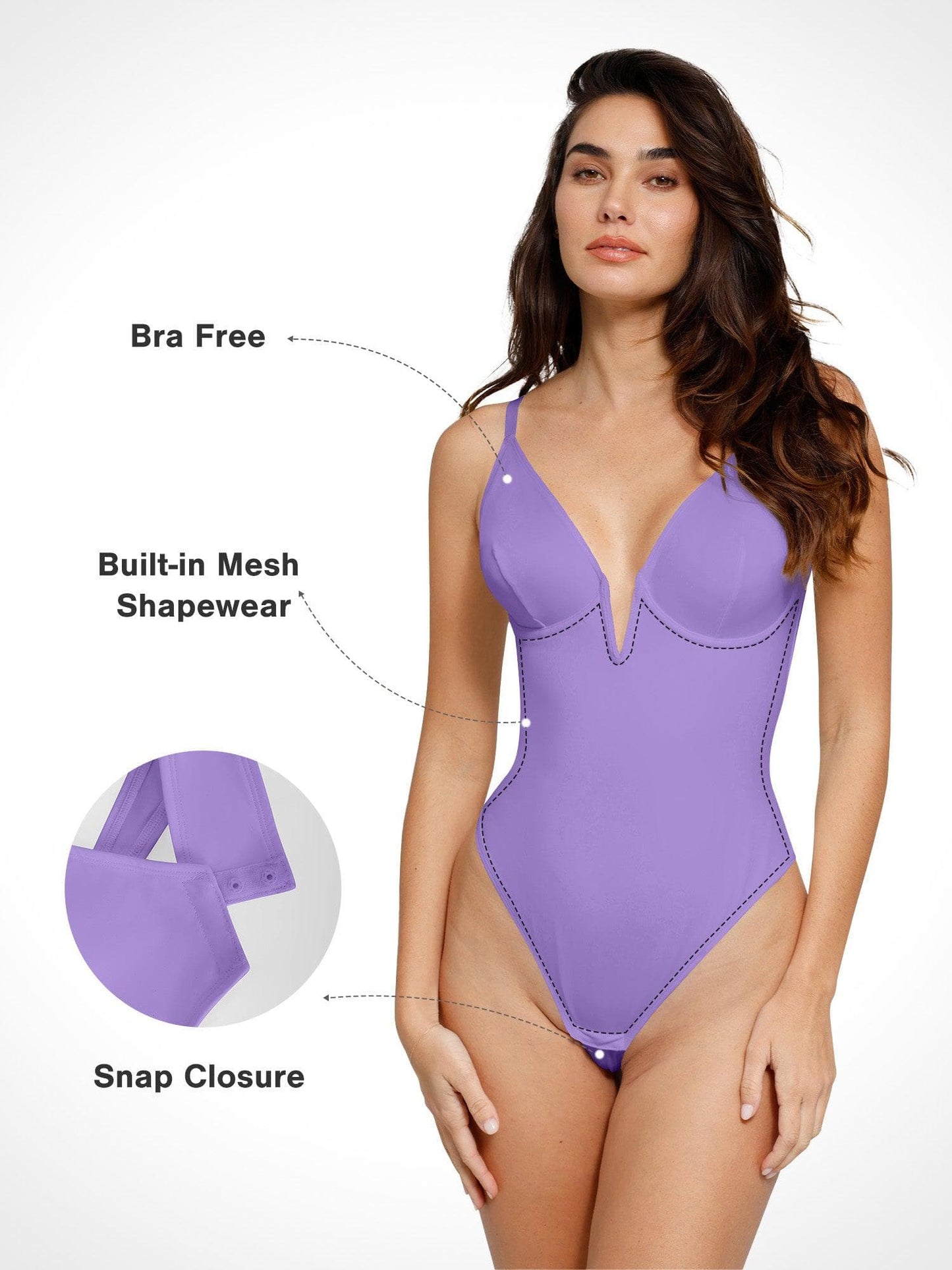 Body Sculptant Monokini à Dos Bas en V Profond