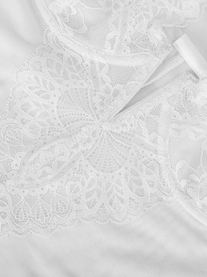 Shapewear Lace Deep V-Neck Sculpting Mid-Thigh Bodysuit