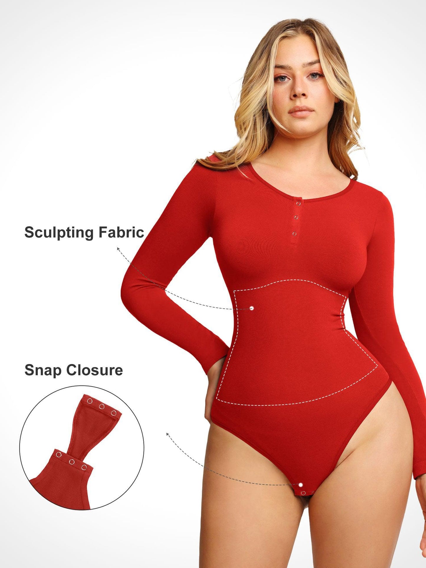 Body Henley à Manches Longues en Modal Sans Couture
