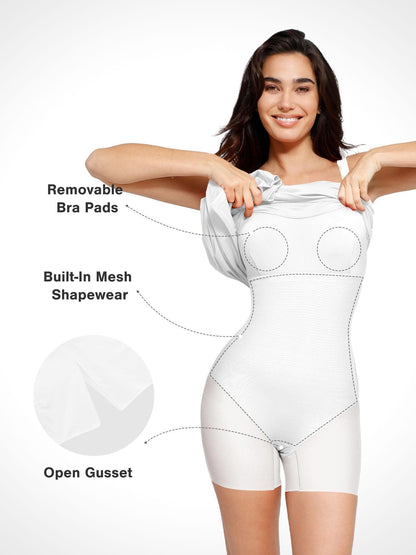 Robe Maxi Slimming à Fente Froncée Shapewear
