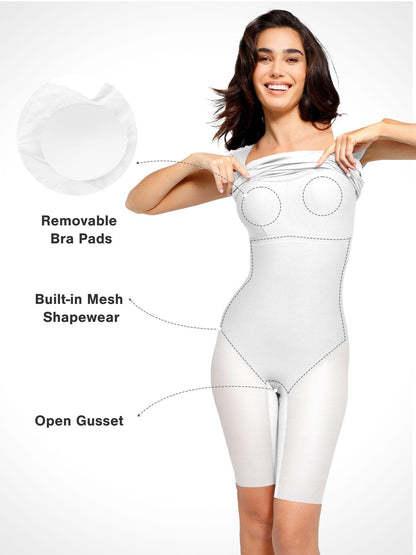 Robe Midi Bodycon à Manches Courtes et Dos Nu Shapewear