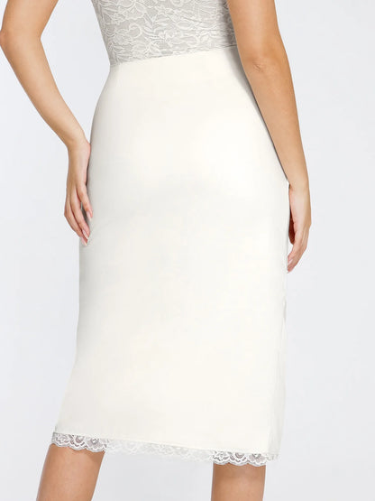 Jupe Midi Enveloppante Sculptante avec Dentelle
