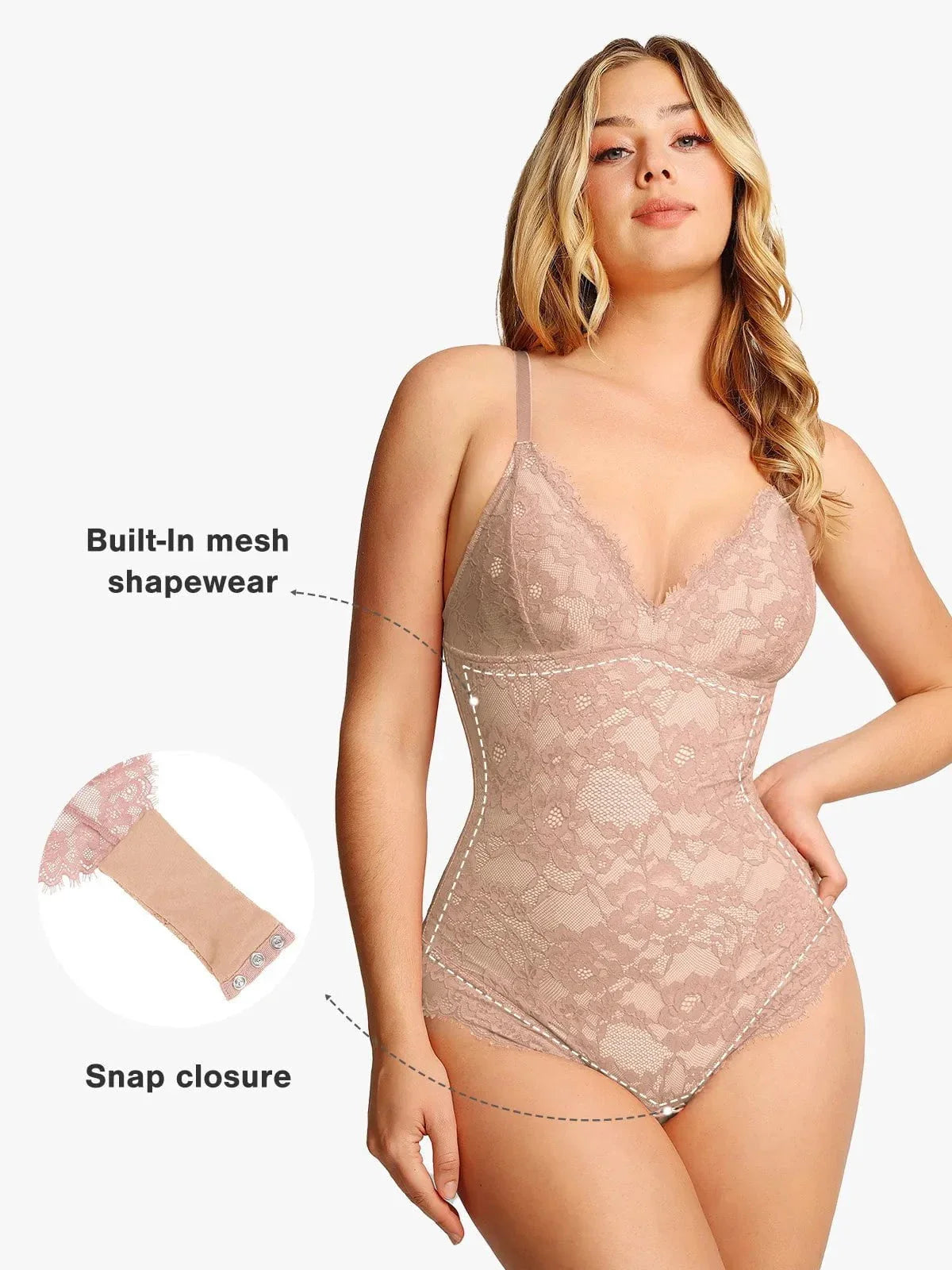 Body en dentelle intégrale sculptant avec contrôle ferme