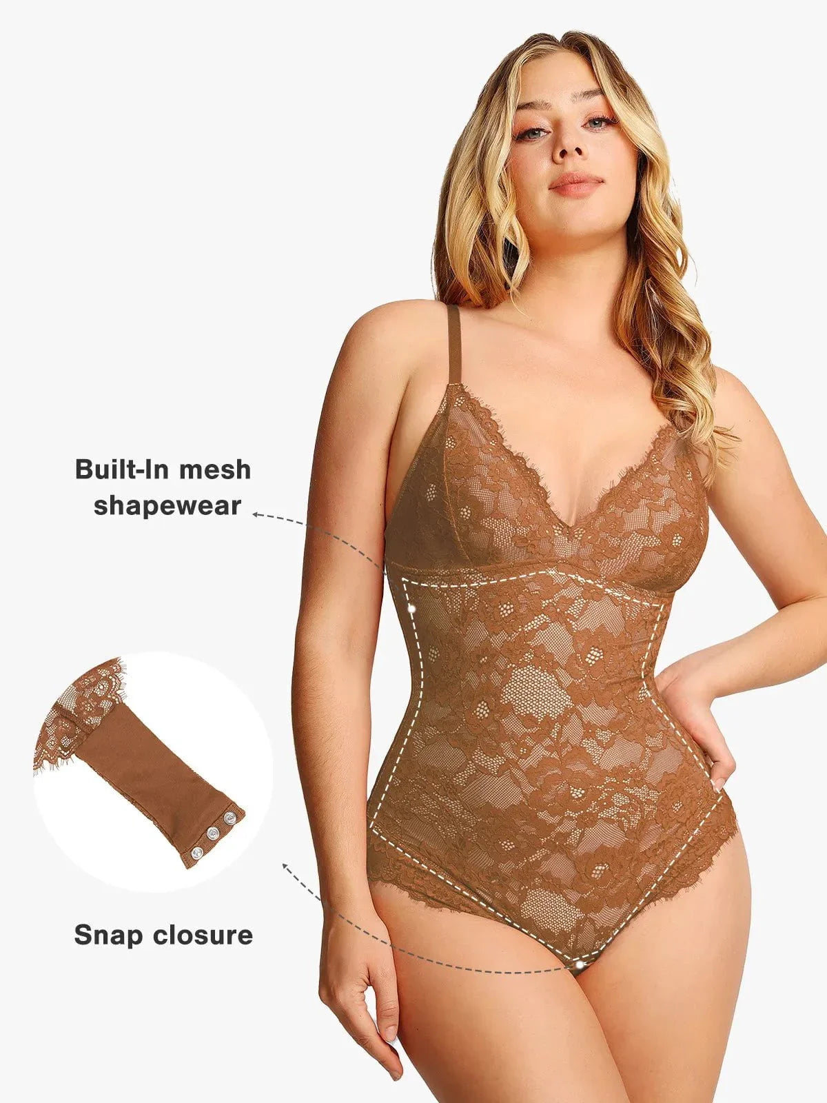 Body en dentelle intégrale sculptant avec contrôle ferme