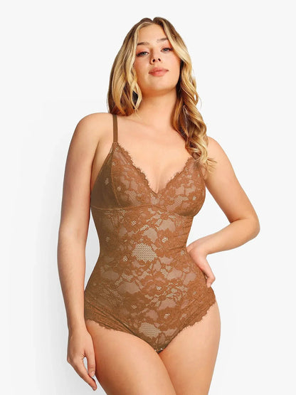 Shapewear Firm Control Smoothing Full Lace Thong Bodysuit