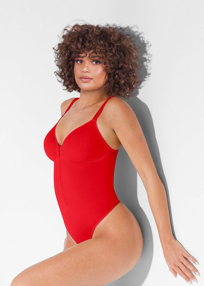 Stefanie Zipper - Body Plongeant Sans Coutures – Soutien de Poitrine et Clips Internes