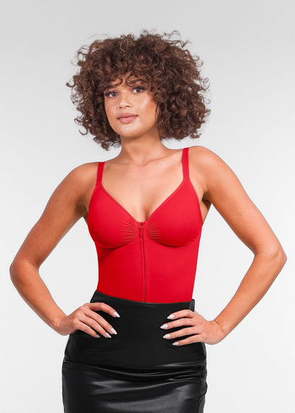 Stefanie Zipper - Body Plongeant Sans Coutures – Soutien de Poitrine et Clips Internes